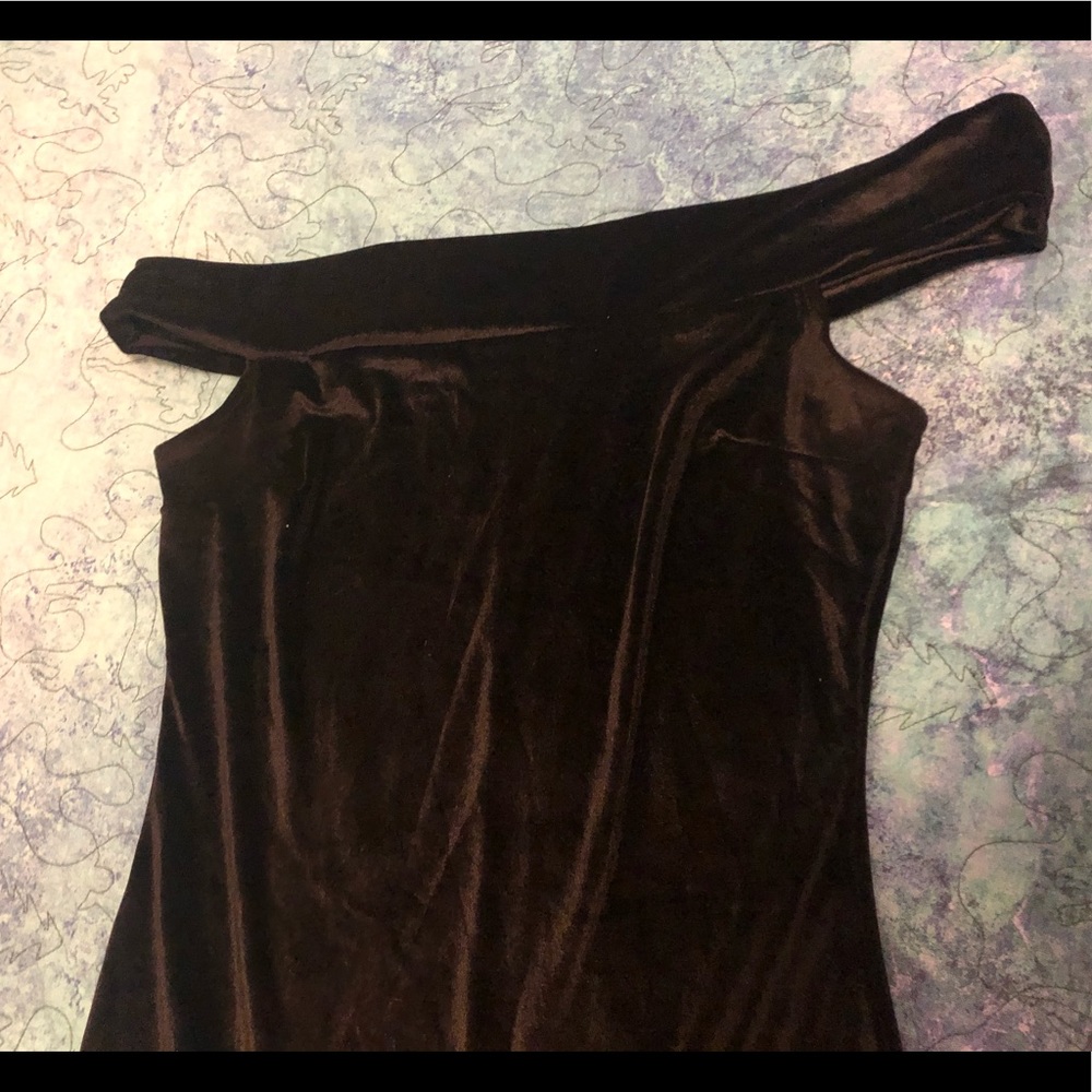 UO Velvet Black Off-The-Shoulder Mini Dress